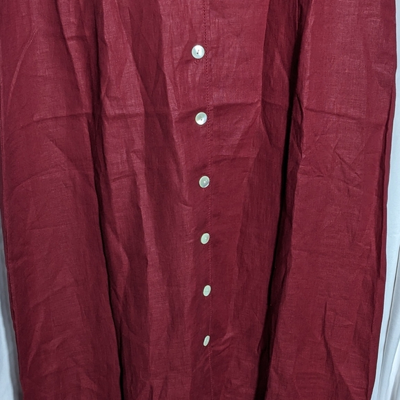 NWT EDDIE BAUER 100% Linen Burgundy Maxi Shirt Dress Size 16 - Picture 4 of 11